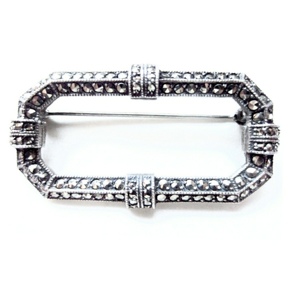 Judith Jack Jewelry - VTG Judith Jack Art Deco Sterling/Marcasite Brooch